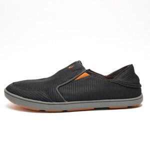 OluKai Nohea Mesh Shoes Men 9 Dark Gray Orange Slip On 10188-4242